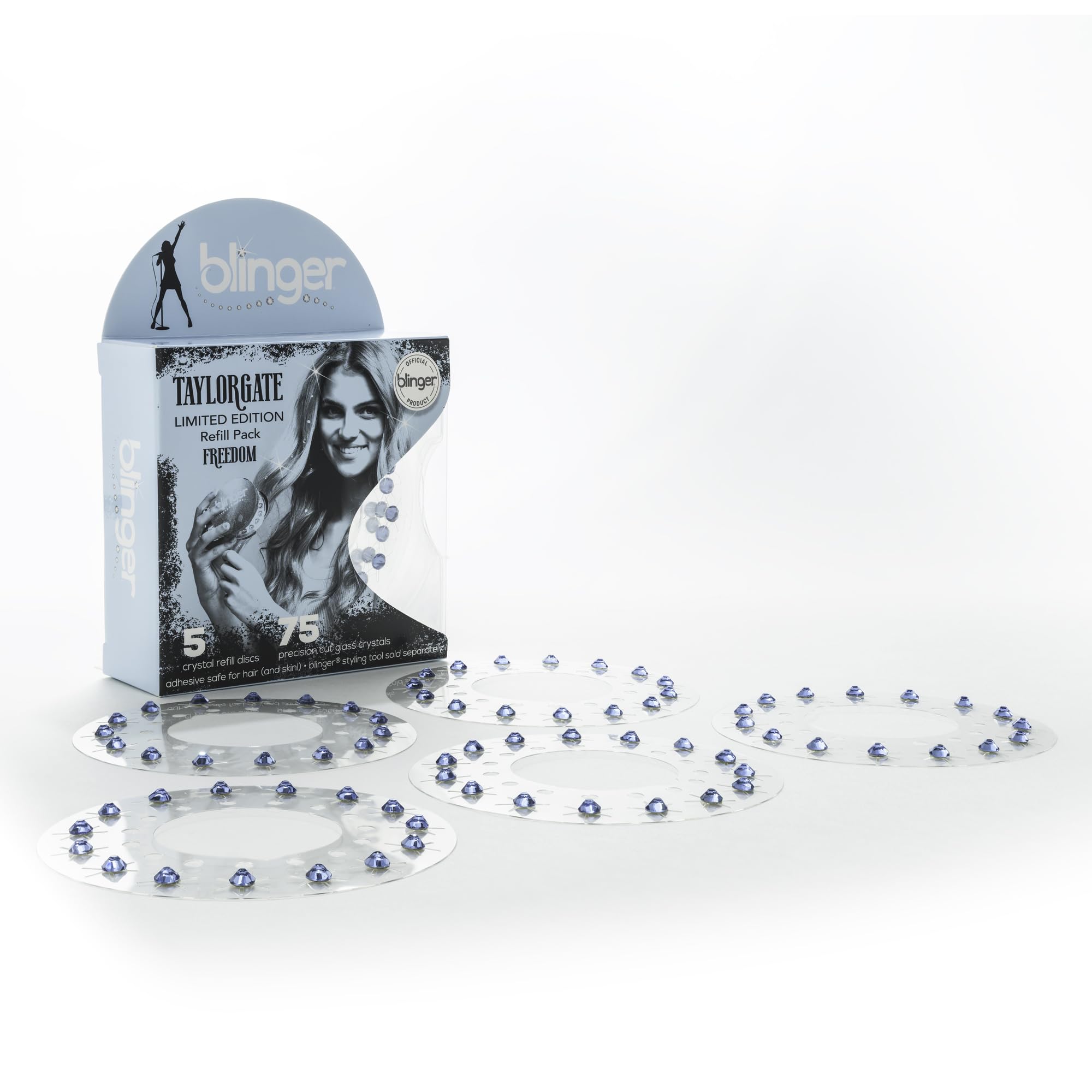 Blinger era-inspired colors crystal refill for bold looks at events.