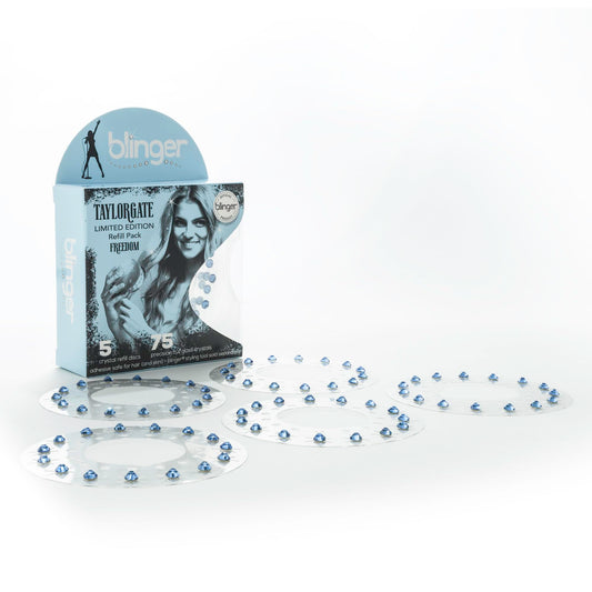 Blinger era-inspired colors crystal refill for bold looks at events.
