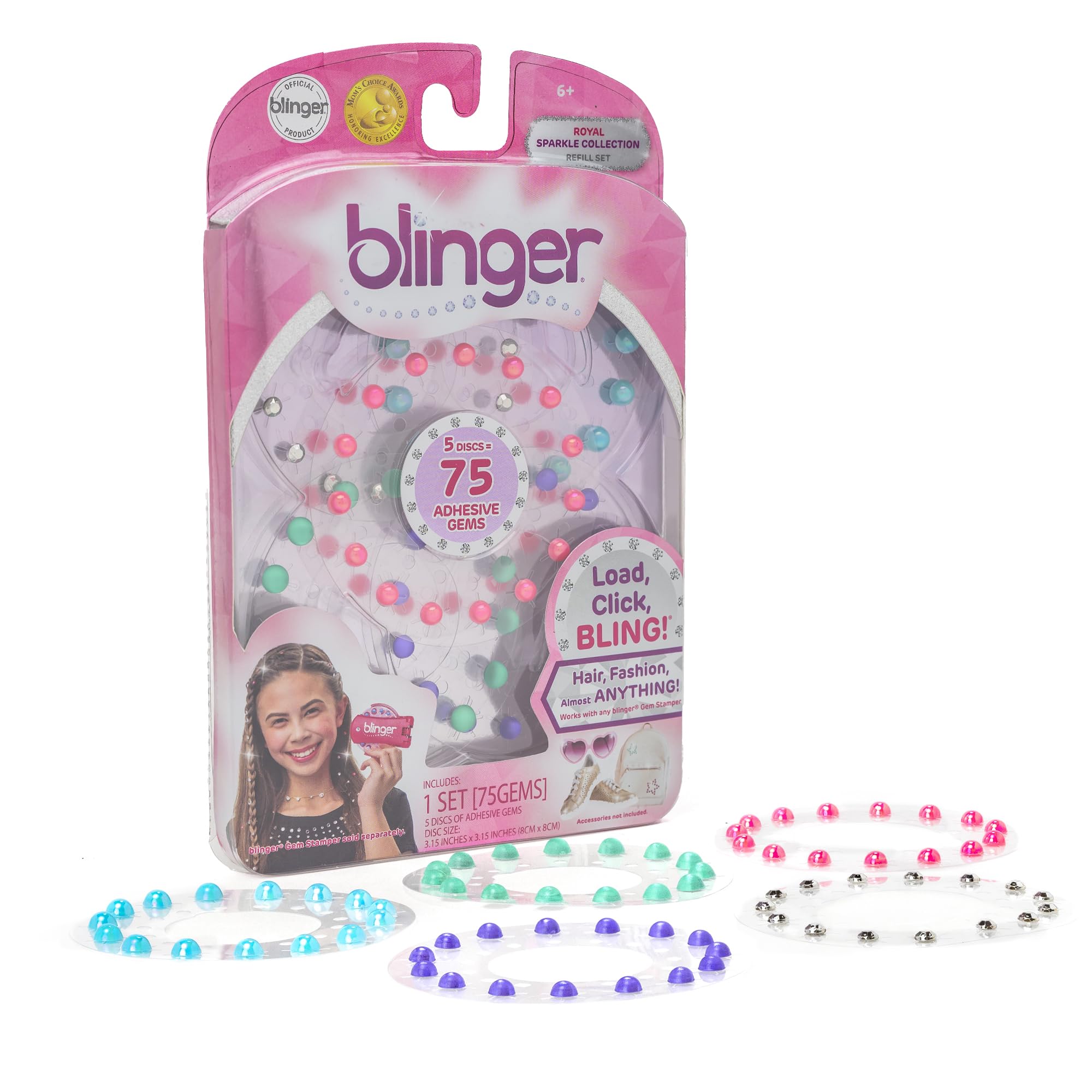 Blinger gems color assortment close-up showing vibrant shapes for customizable style