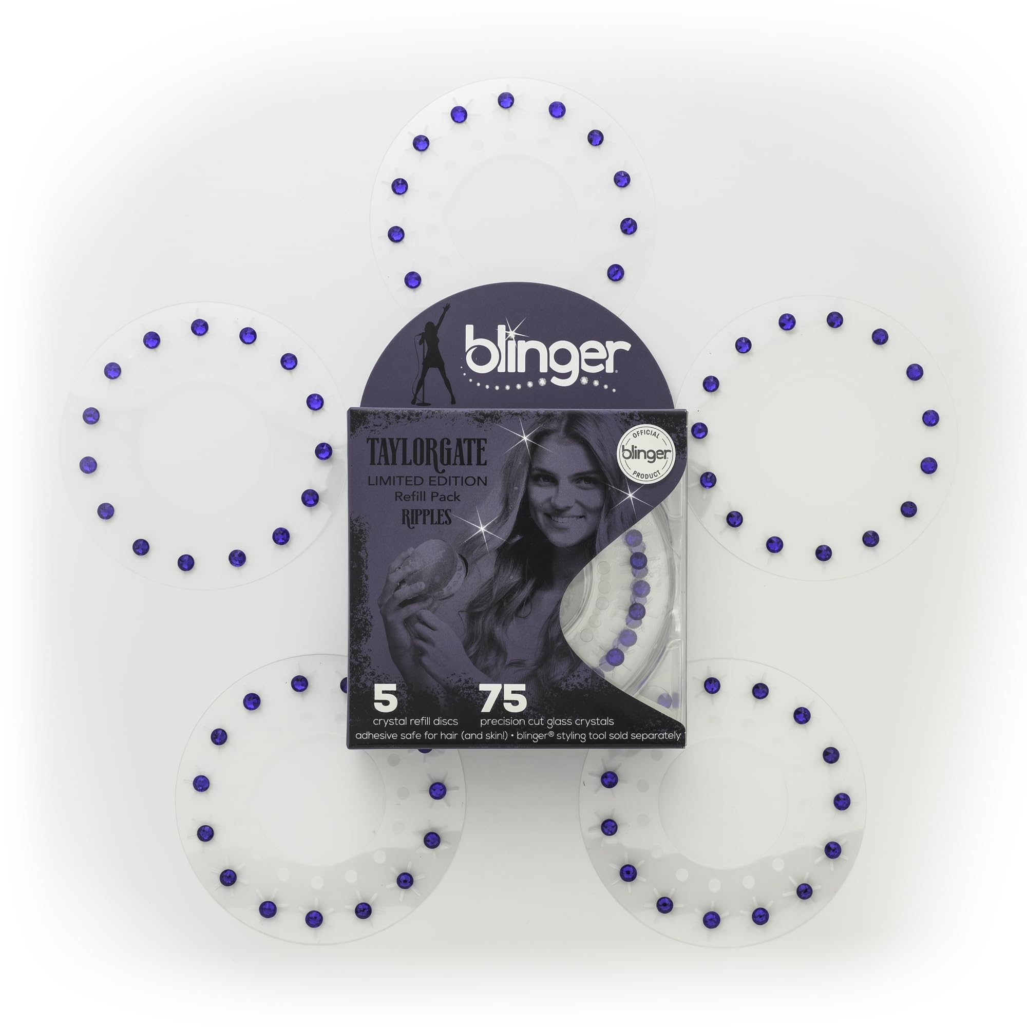 Blinger hair-safe adhesive ensures secure crystals without residue.