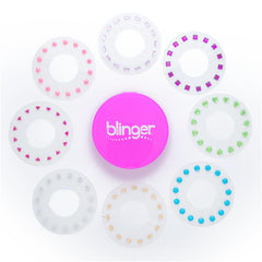 Blinger hair-safe adhesive close-up demonstrates gentle hold on hair and fabrics.