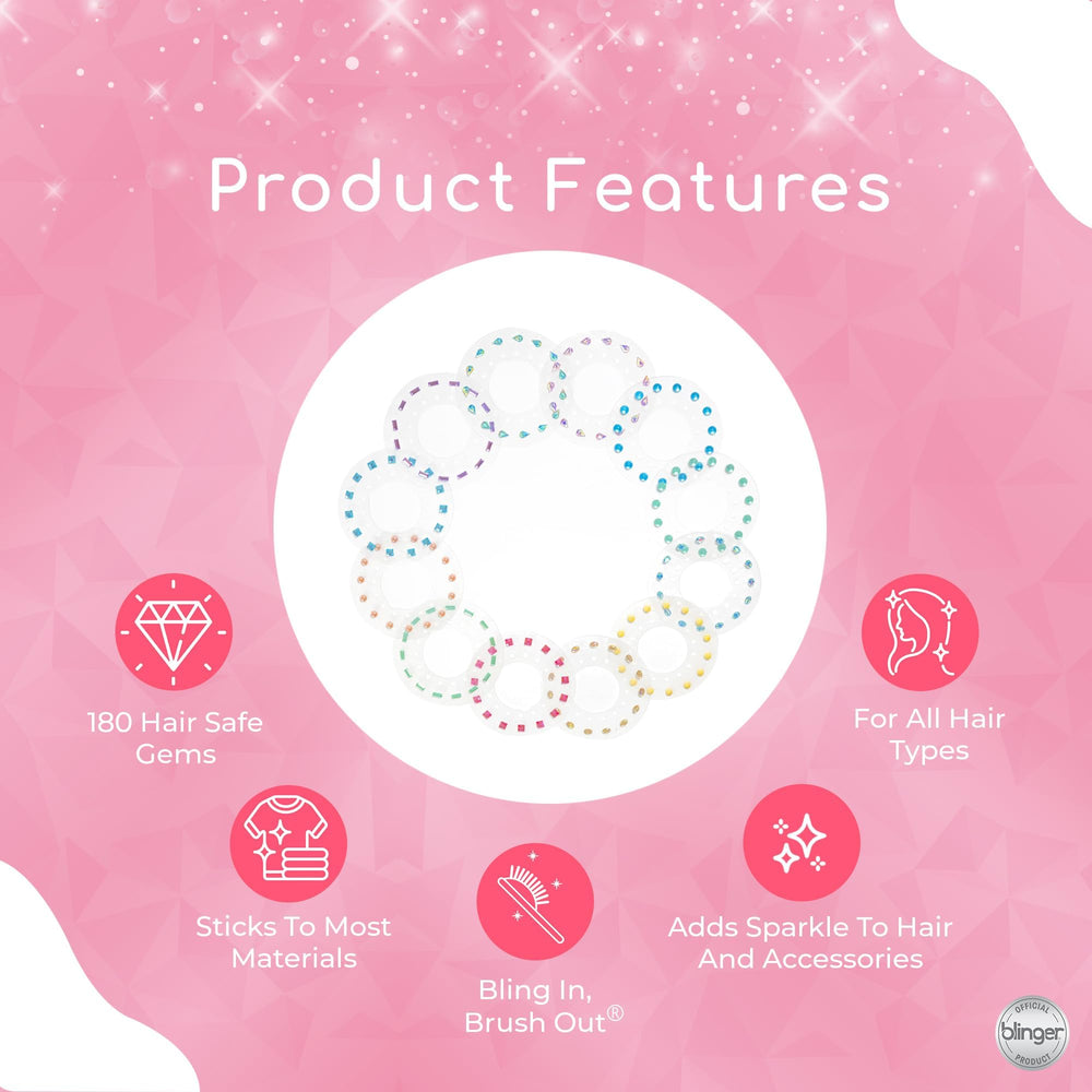 180 colorful gems in varied shapes and sizes for versatile looks.