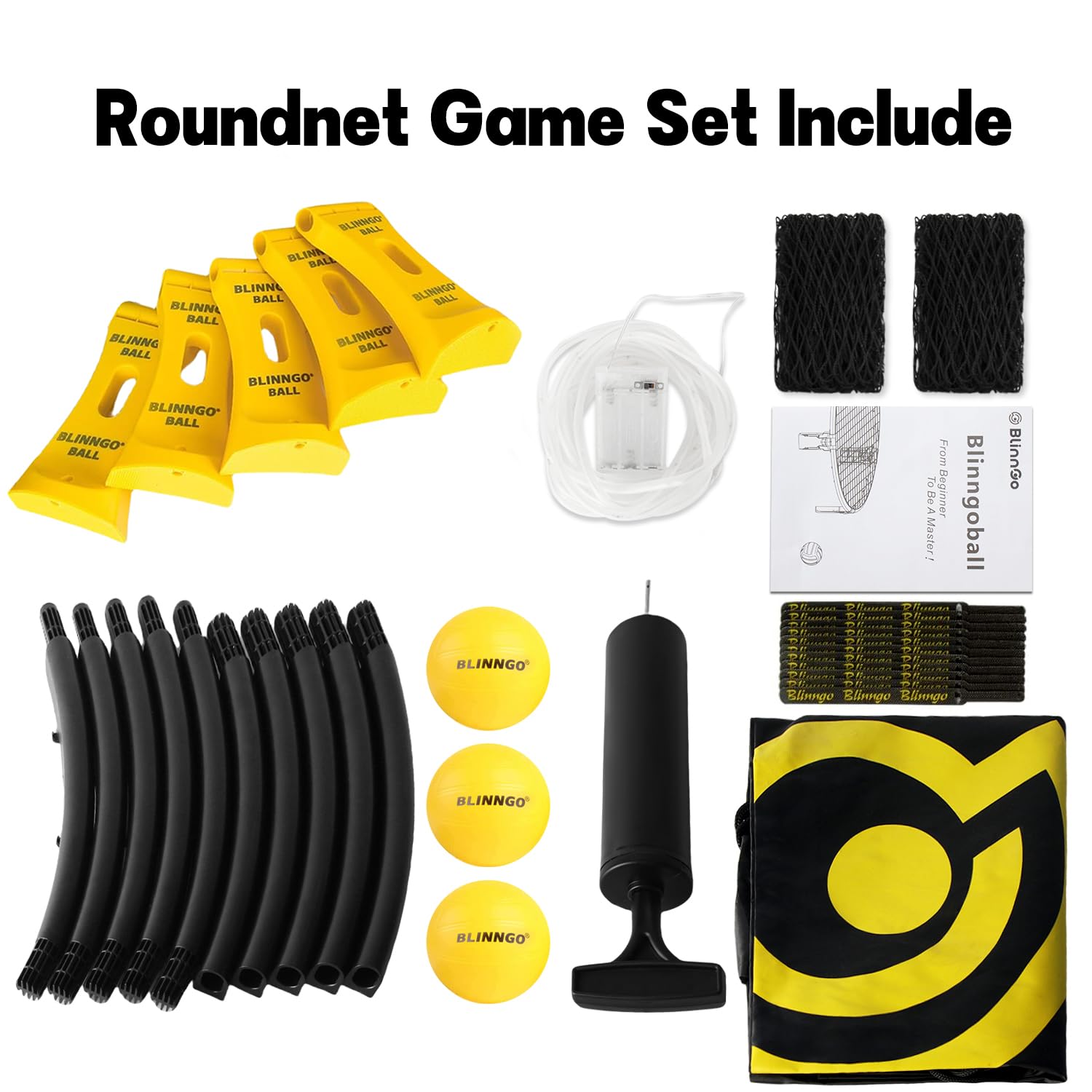 Blinngo Sport Roundnet strip light enables seamless night play.