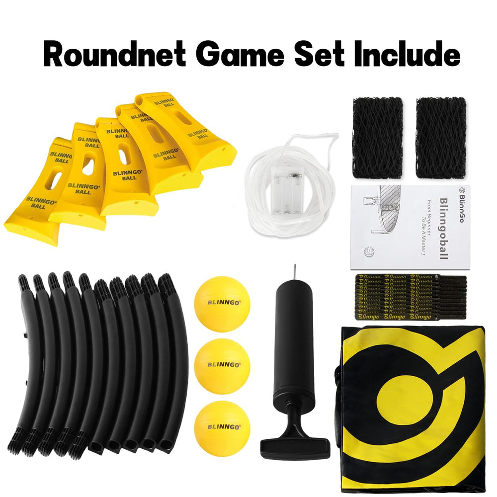 Blinngo Sport Roundnet strip light enables seamless night play.
