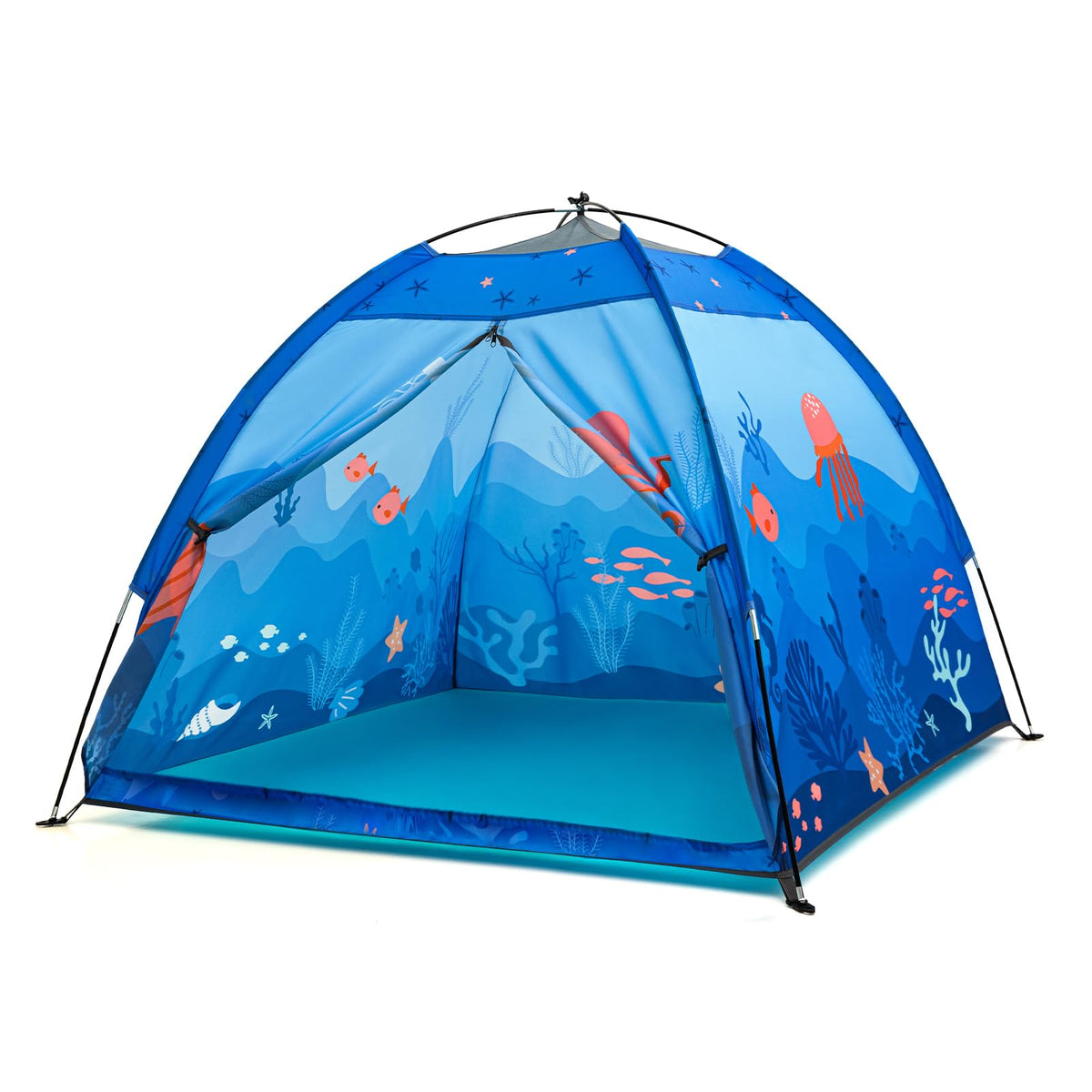 BLINWORLD Undersea World Play Tent assembled for spacious indoor play.