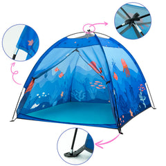 BLINWORLD Undersea World Play Tent folds compactly into carry bag.