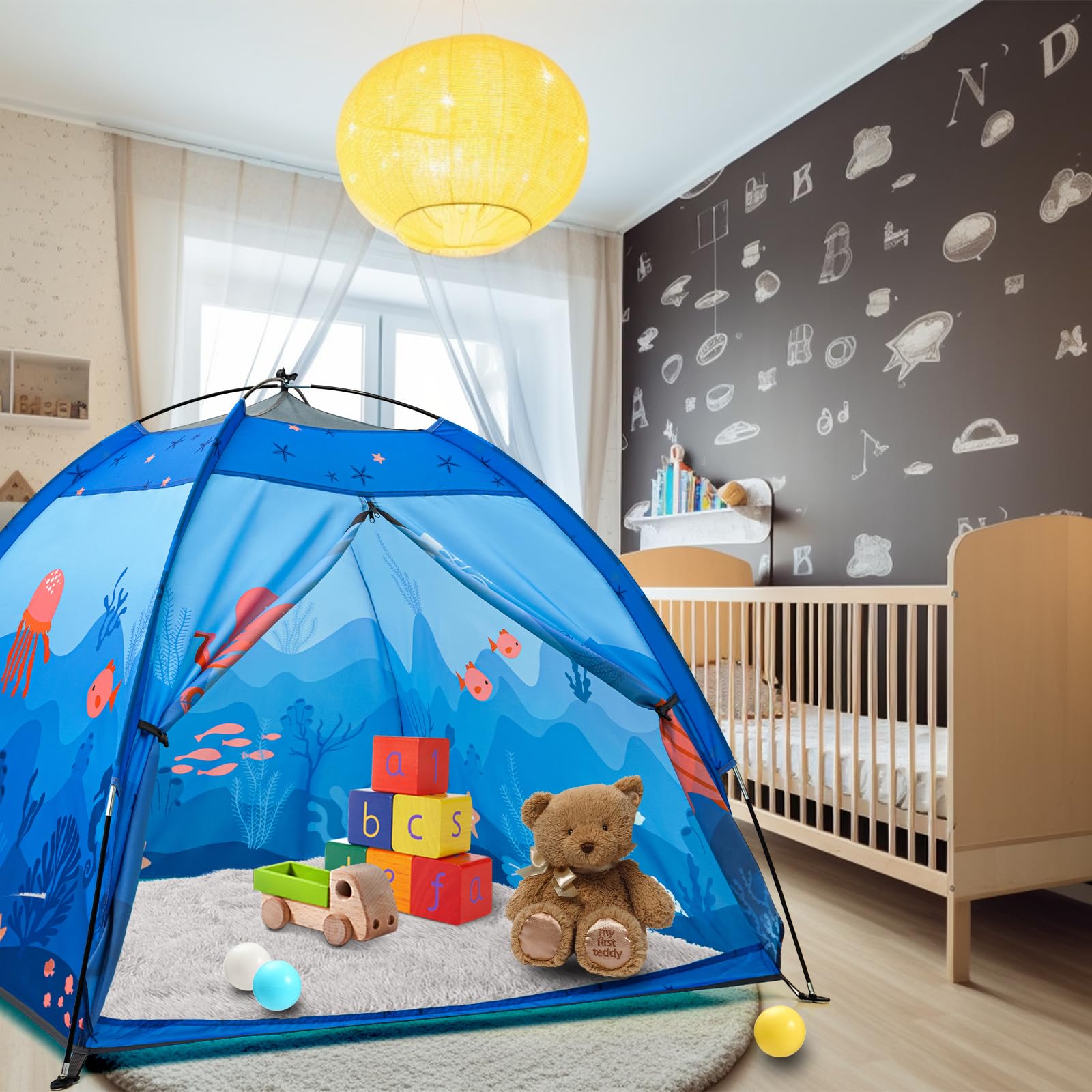 BLINWORLD Undersea World Play Tent breathable mesh panels improve airflow.