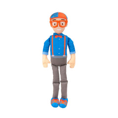 Blippi plush belly squeezes to reveal familiar phrases during playtime