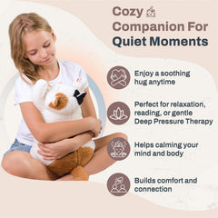 Five-pound weight delivers substantial, snug pressure for comfort.