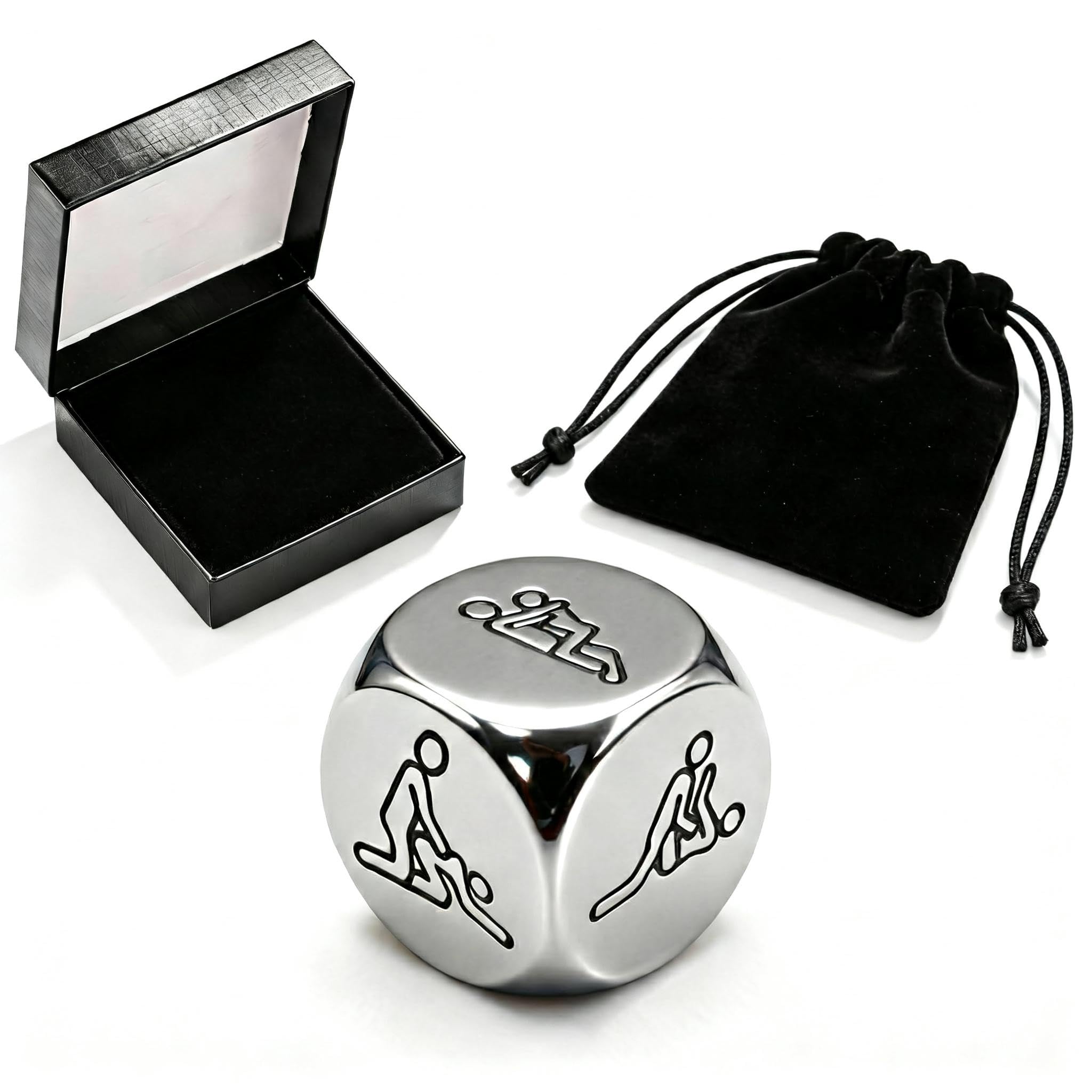 BLISSASHES premium stainless steel couples dice closeup shows durable craftsmanship