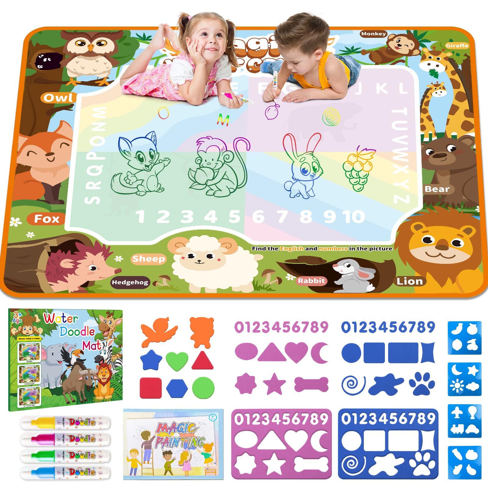 BlissfulBlend Water Doodle Mat front view with a large, mess-free drawing surface.