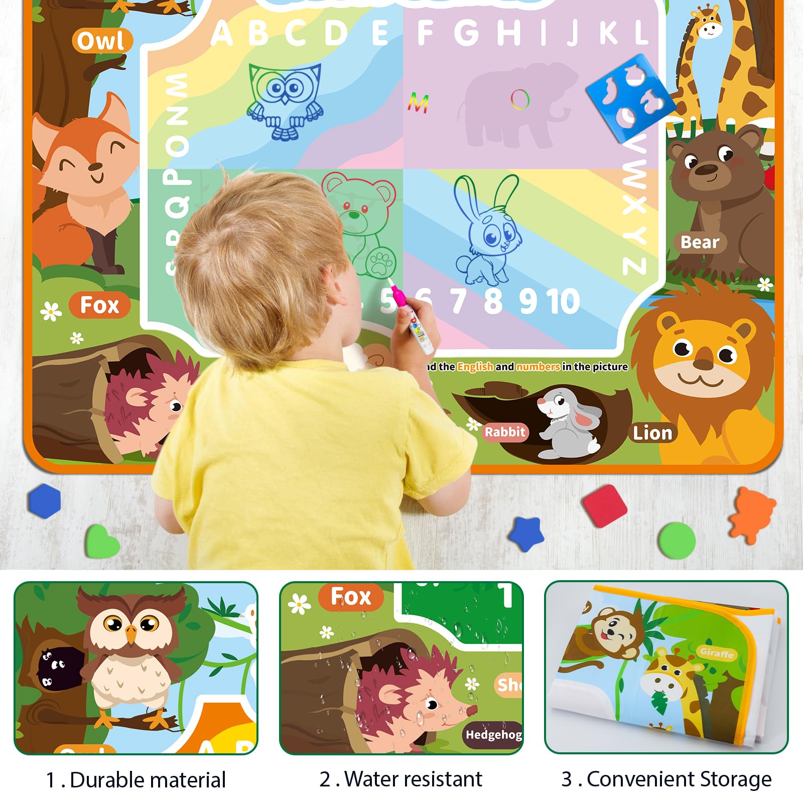 BlissfulBlend mat set up on table for versatile play areas.