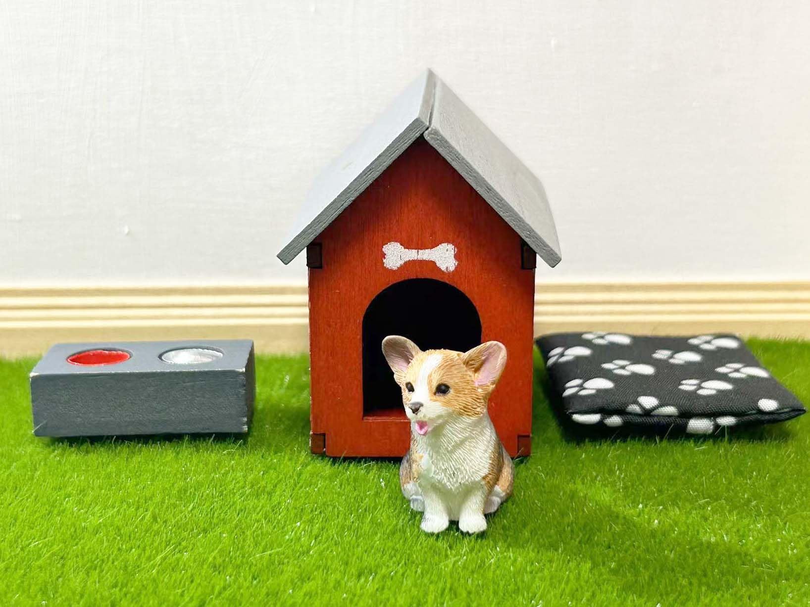 blminiatures doghouse with gray roof complements any dollhouse setting
