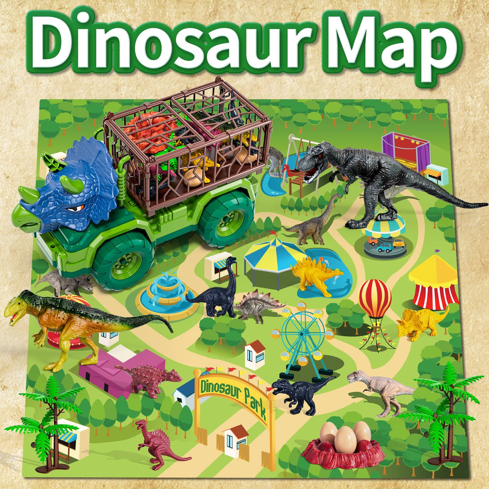 BLmukce 31.5 by 21.6 inch play mat with dinosaur park scene for collaborative play.
