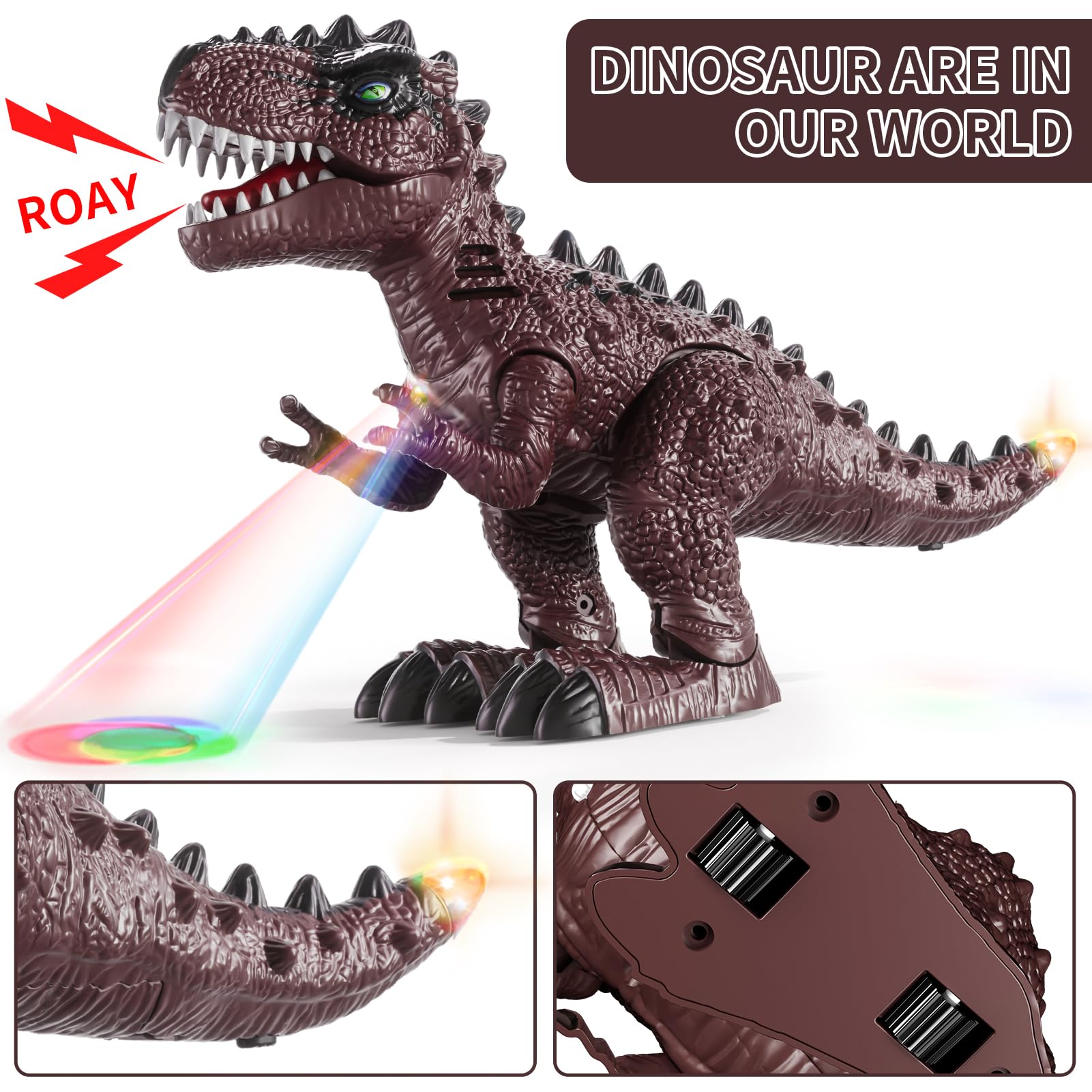 BLmukce Stegosaurus walking dinosaur toy with bright LED accents for lively scenes