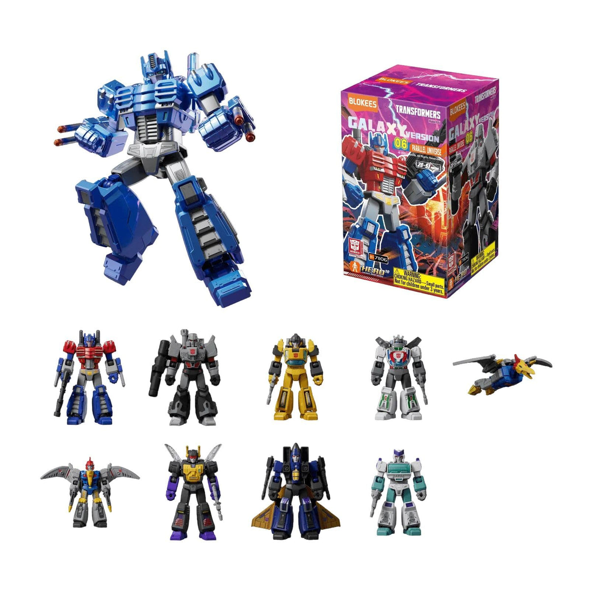 BLOKEES Transformers Galaxy Version 06 dynamic pose options for dramatic shelf display.