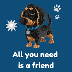 BLOCK CENTER Dachshund 3D puzzle pose ready for imaginative display