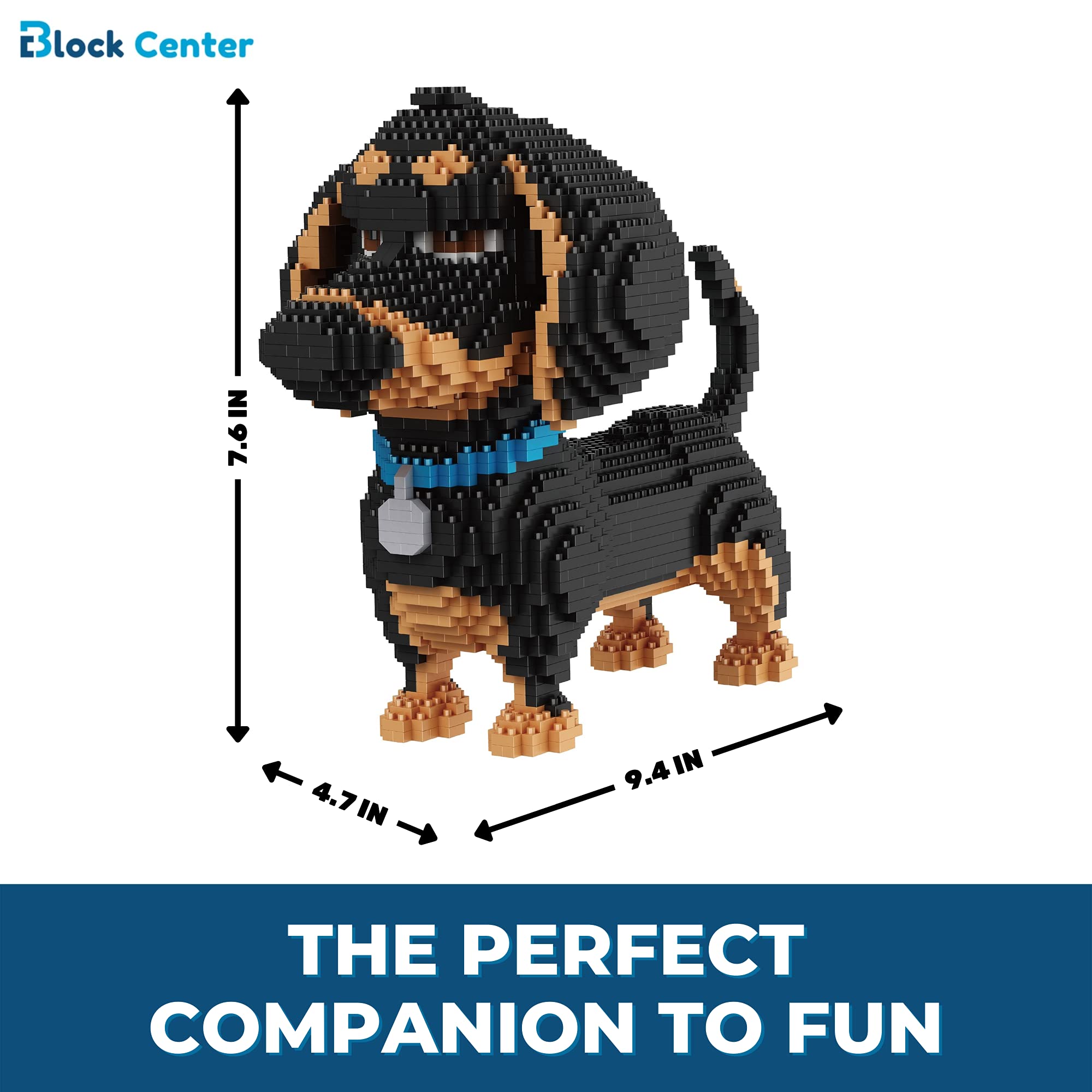 BLOCK CENTER Dachshund 3D puzzle side profile highlighting authentic silhouette
