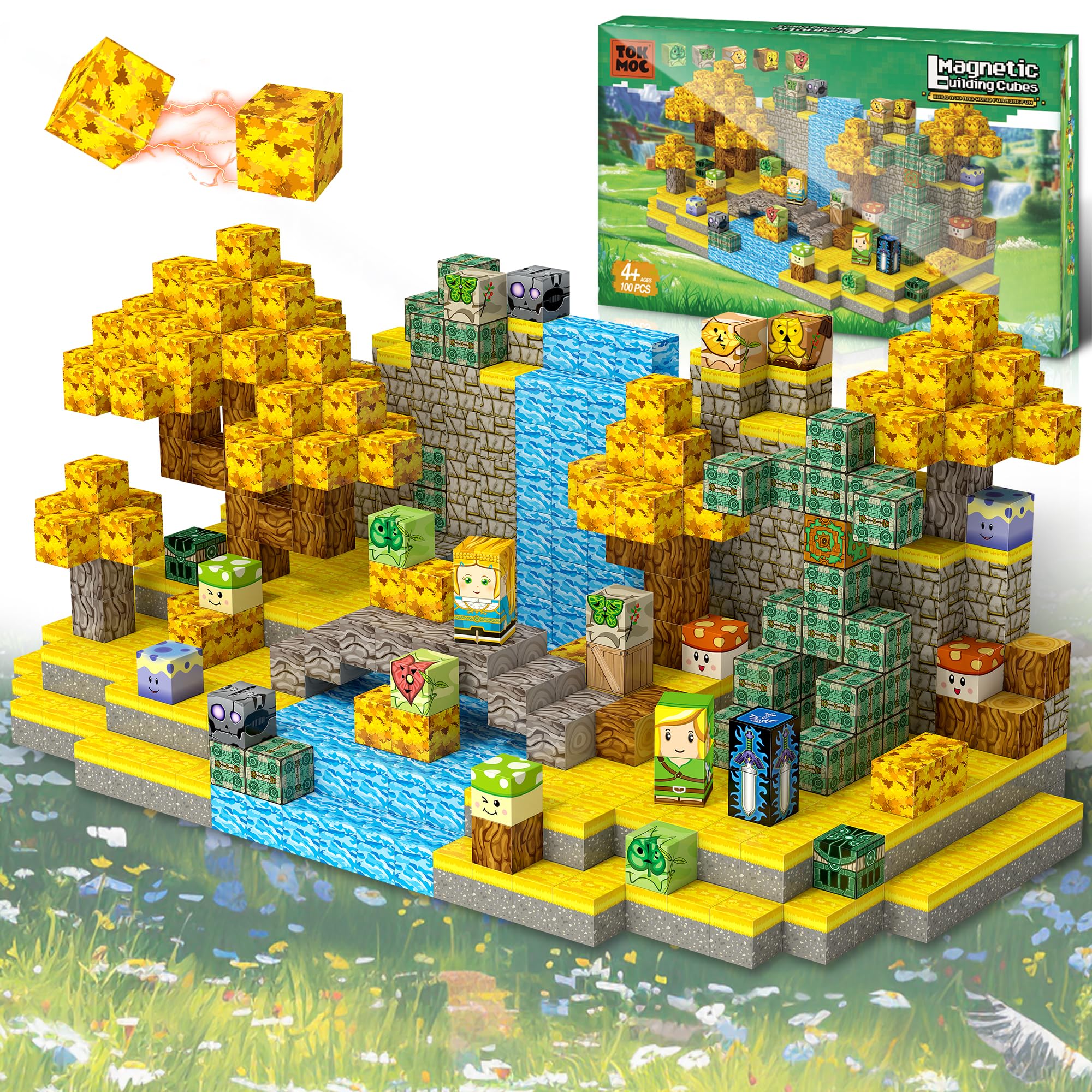 BlockstarterX magnetic cubes form a river scene, sparking imaginative play and planning.