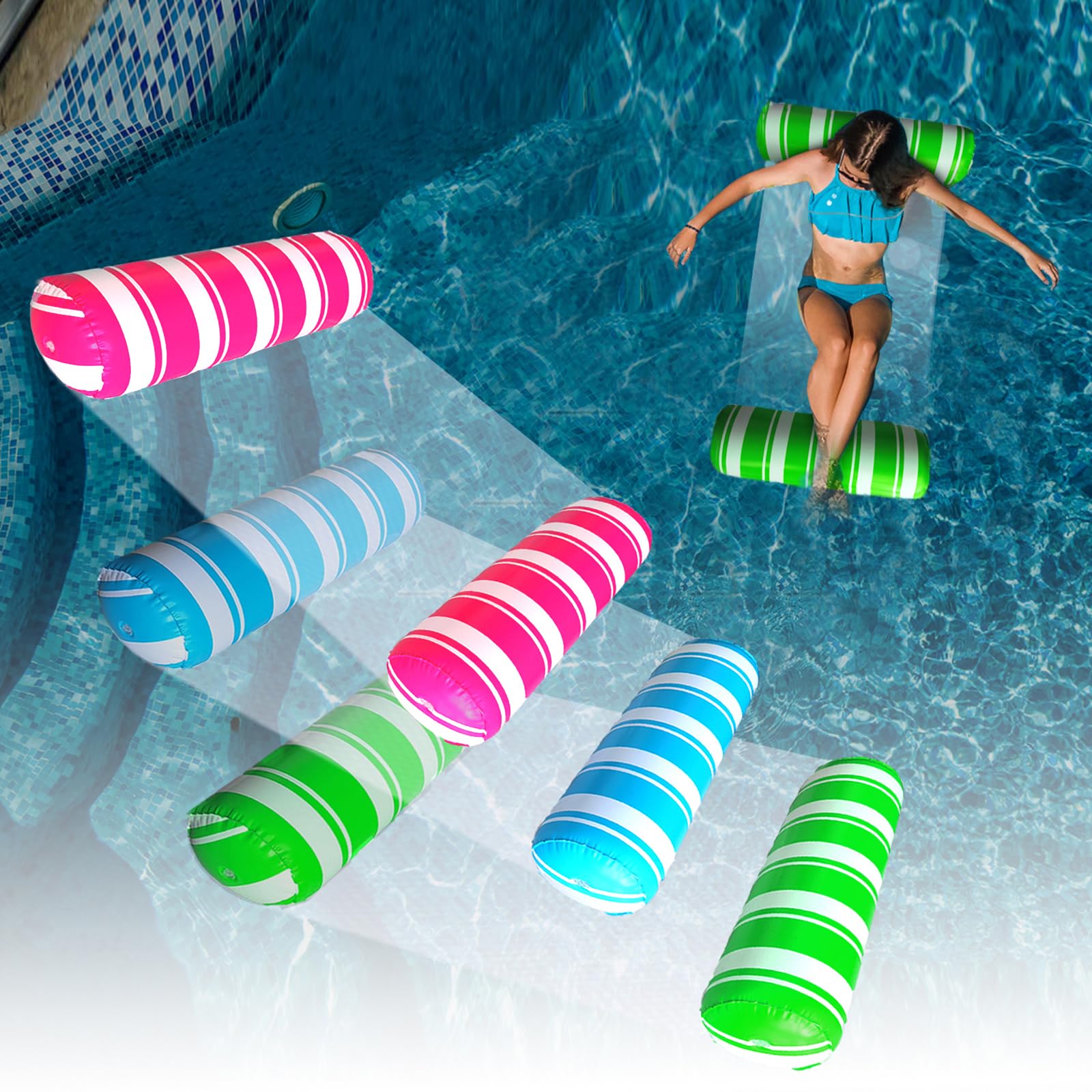 BLOFUN water hammock blue-white lounging for relaxing poolside lounging