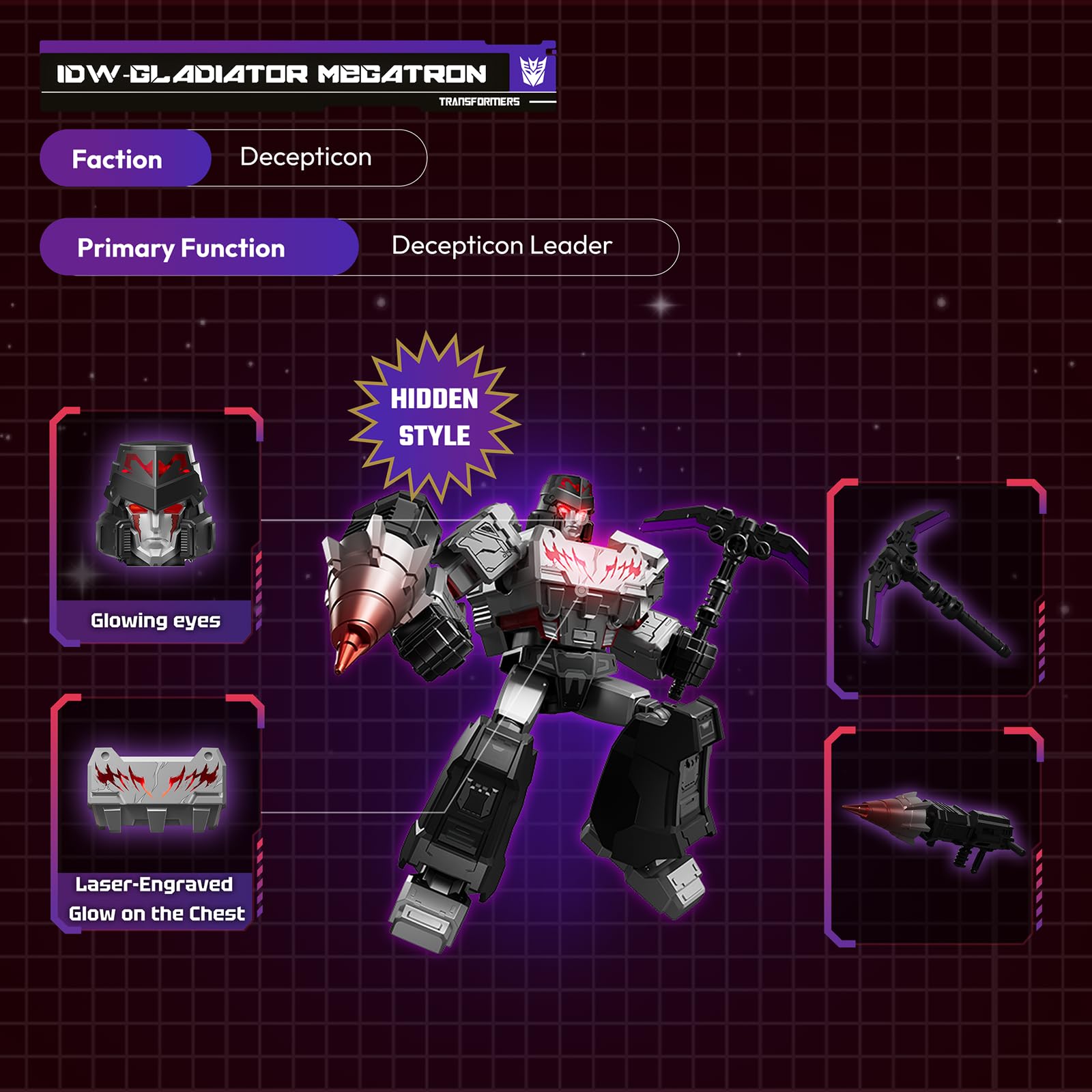 BLOKEES Transformers Shining Version 03 idw-miner-megatron showcases imposing Megatron design for shelf display