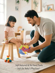 BLOOBLOOMAX elephant wrist rattle with bells stimulates hearing and reaching