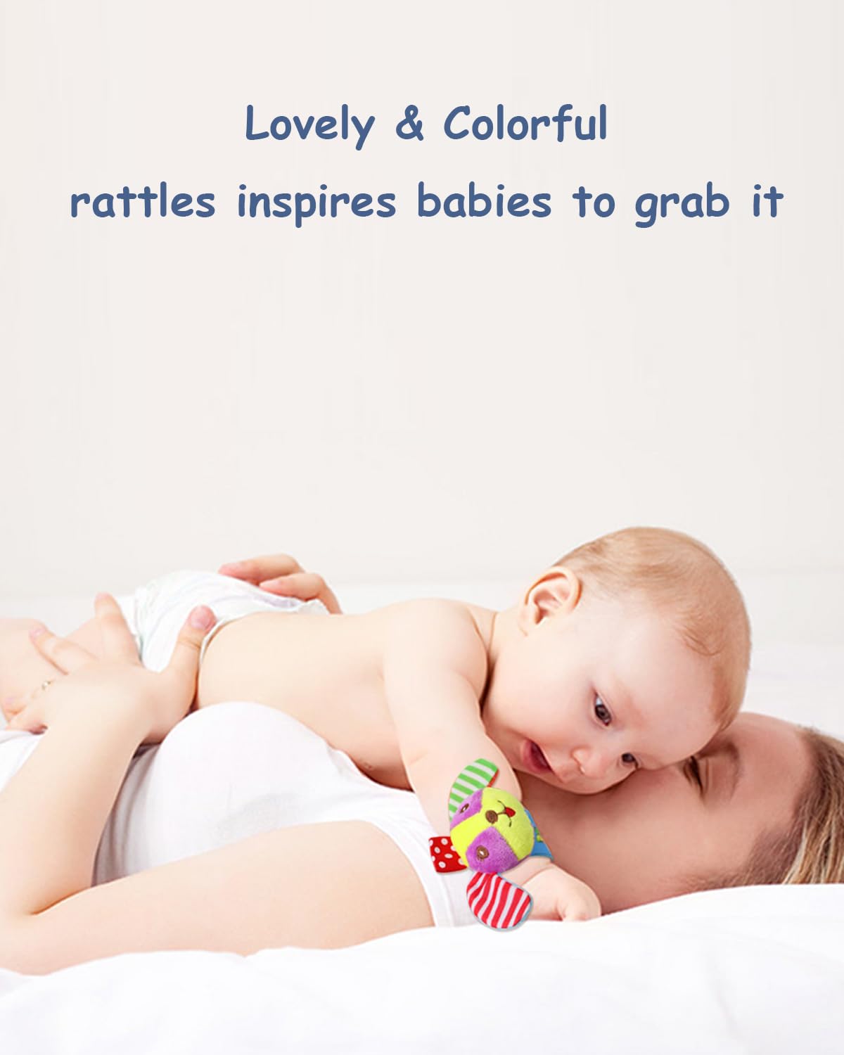 BLOOBLOOMAX wrist rattle bunny soft texture aids gentle touch sensation.