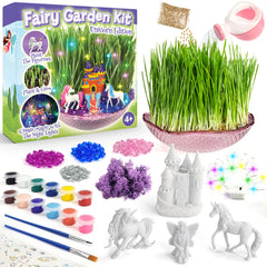 BLOONSY Unicorn Fairy Garden Kit miniature garden display.
