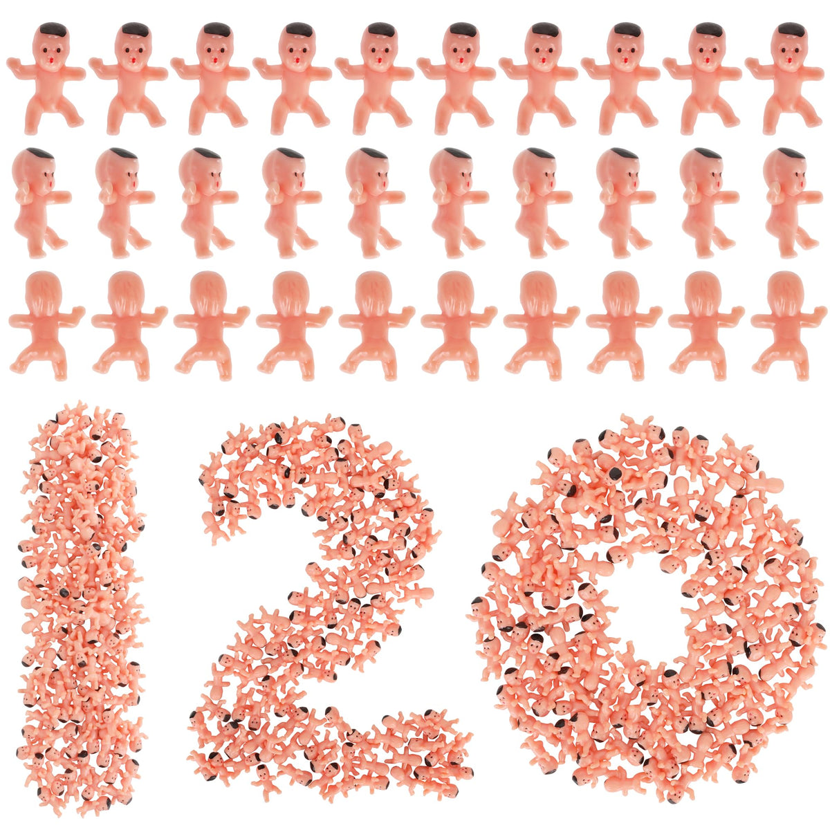 Blowata 120-piece plastic king cake babies for festive decor and games.