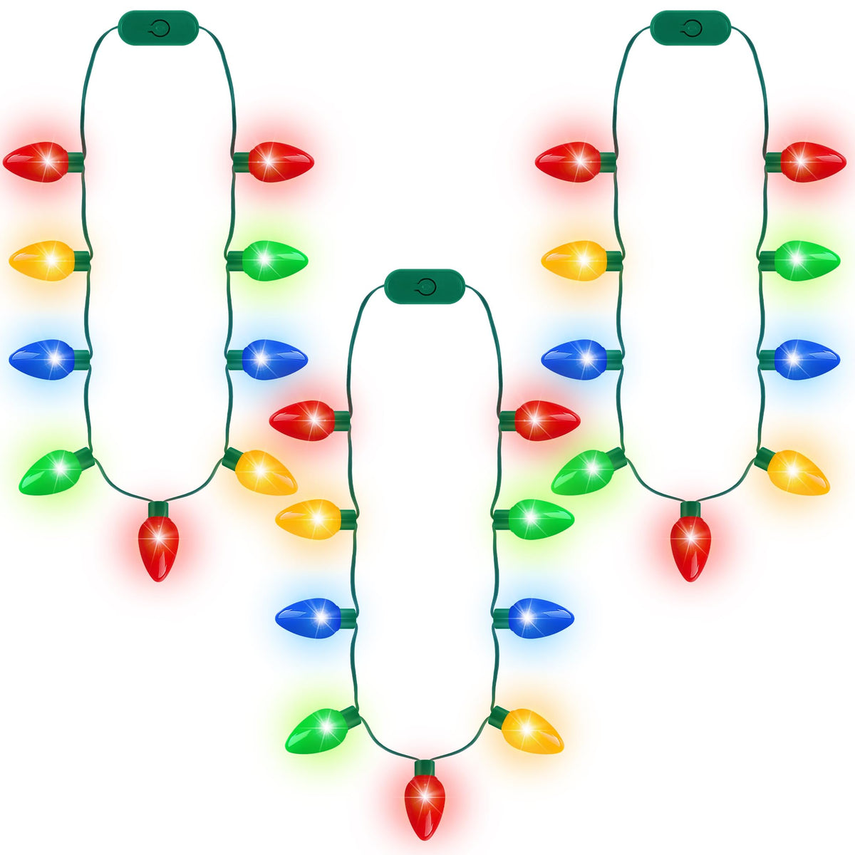 Blowata Christmas light necklace with multicolor bulbs for festive glow.