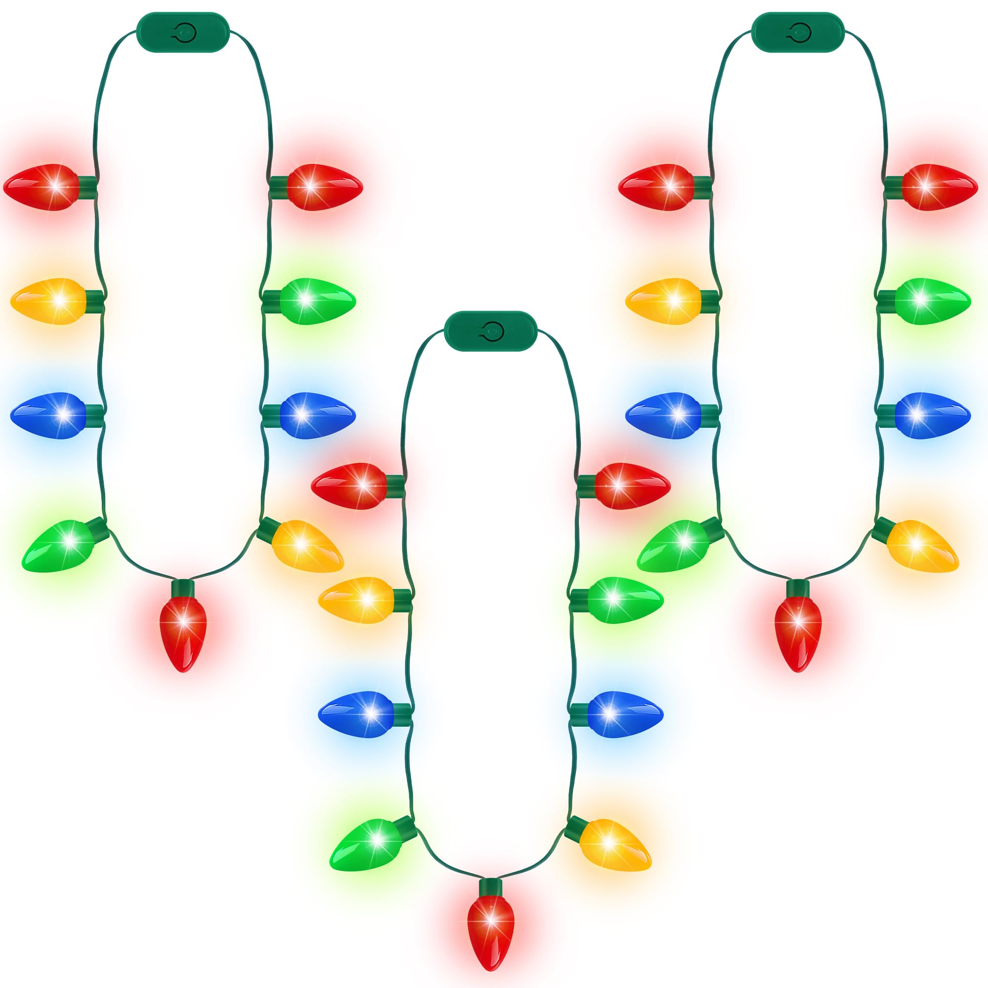 Blowata Christmas light-up necklace with colorful bulbs for festive parties.