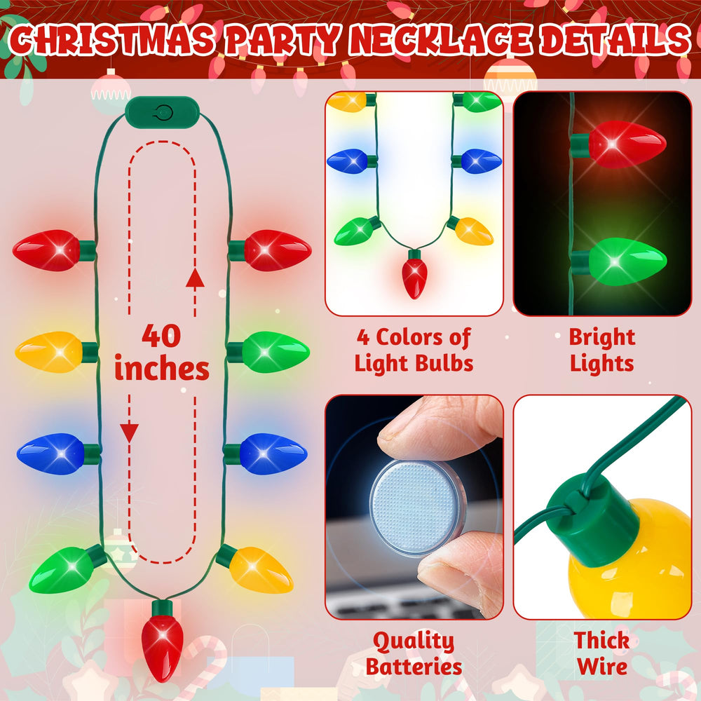 Blowata Christmas Necklace displaying colorful bulbs for playful holiday style
