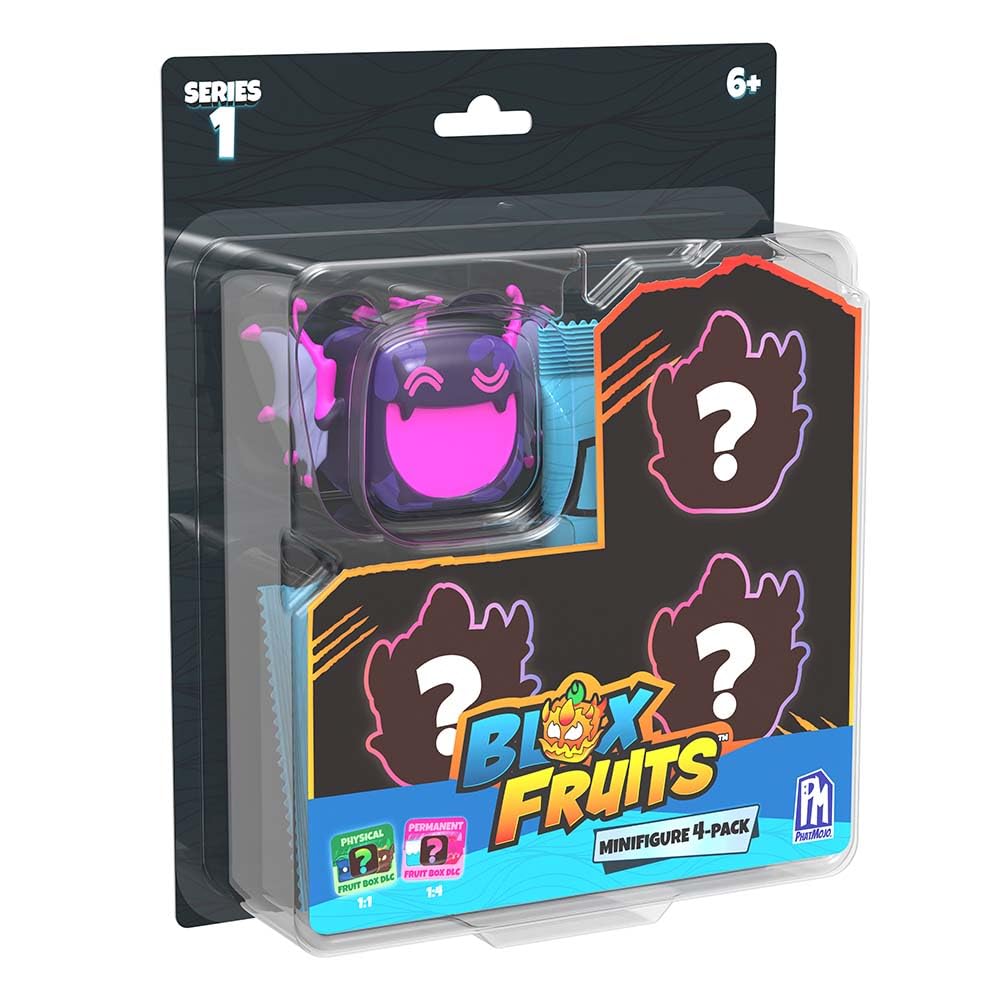 Blox Fruits Mystery Fruit minifigures 4-pack with four collectible figures for display