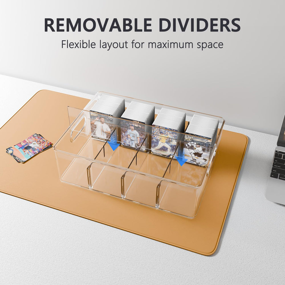 BluBrk box dividers arranged to sort cards by set or type.