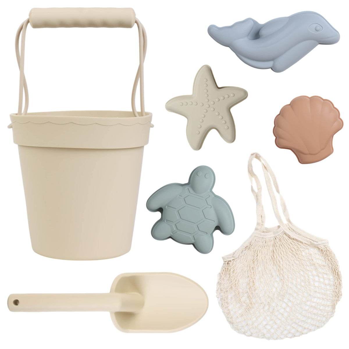 BLUE GINKGO silicone beach bucket with soft grip for easy sandcastle shaping