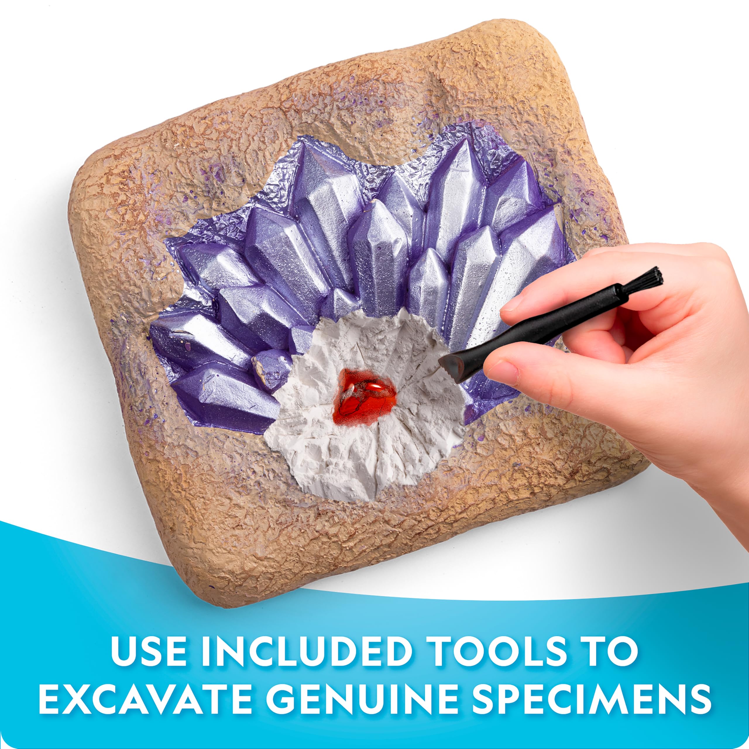 Blue Marble Mega Gemstone Dig Kit brush cleaning gemstones