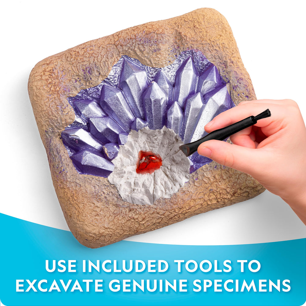 Blue Marble Mega Gemstone Dig Kit brush cleaning gemstones
