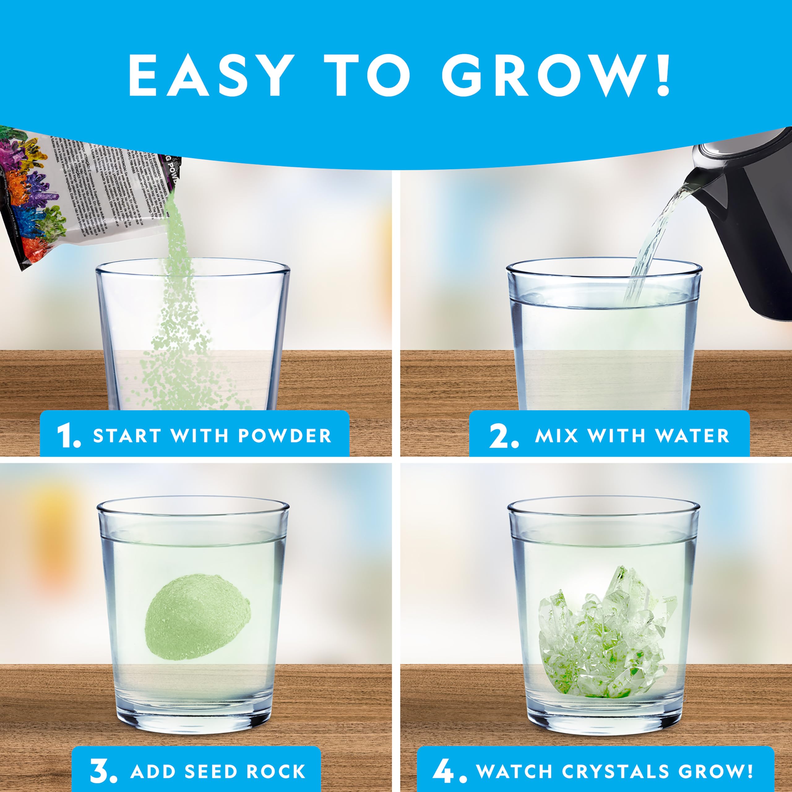 Blue Marble Jumbo crystal growth detail highlights sparkling facets for curious learners.
