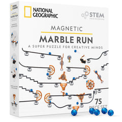 Blue Marble National Geographic Magnetic Marble Run on fridge enables hands-on magnetic path exploration