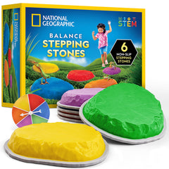 Blue Marble NATIONAL GEOGRAPHIC stepping stones with six bright, non-slip bases for toddler balance.