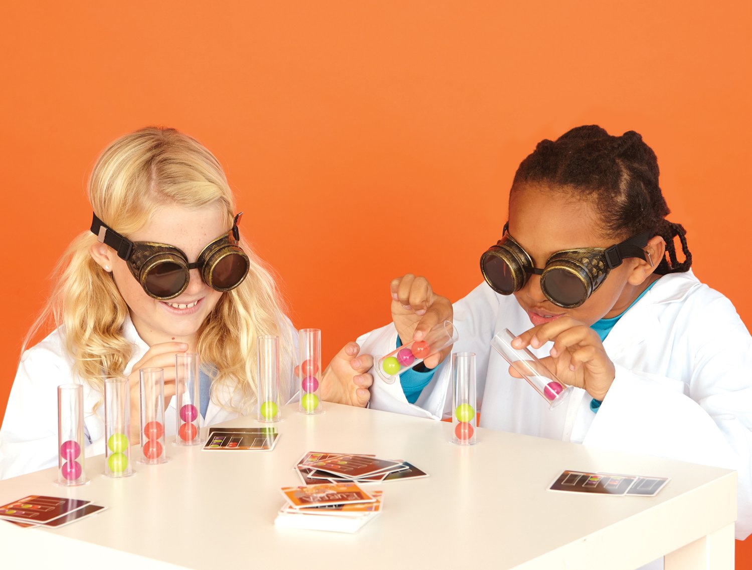 Blue Orange Dr. Eureka puzzle cards highlight color matching challenges.