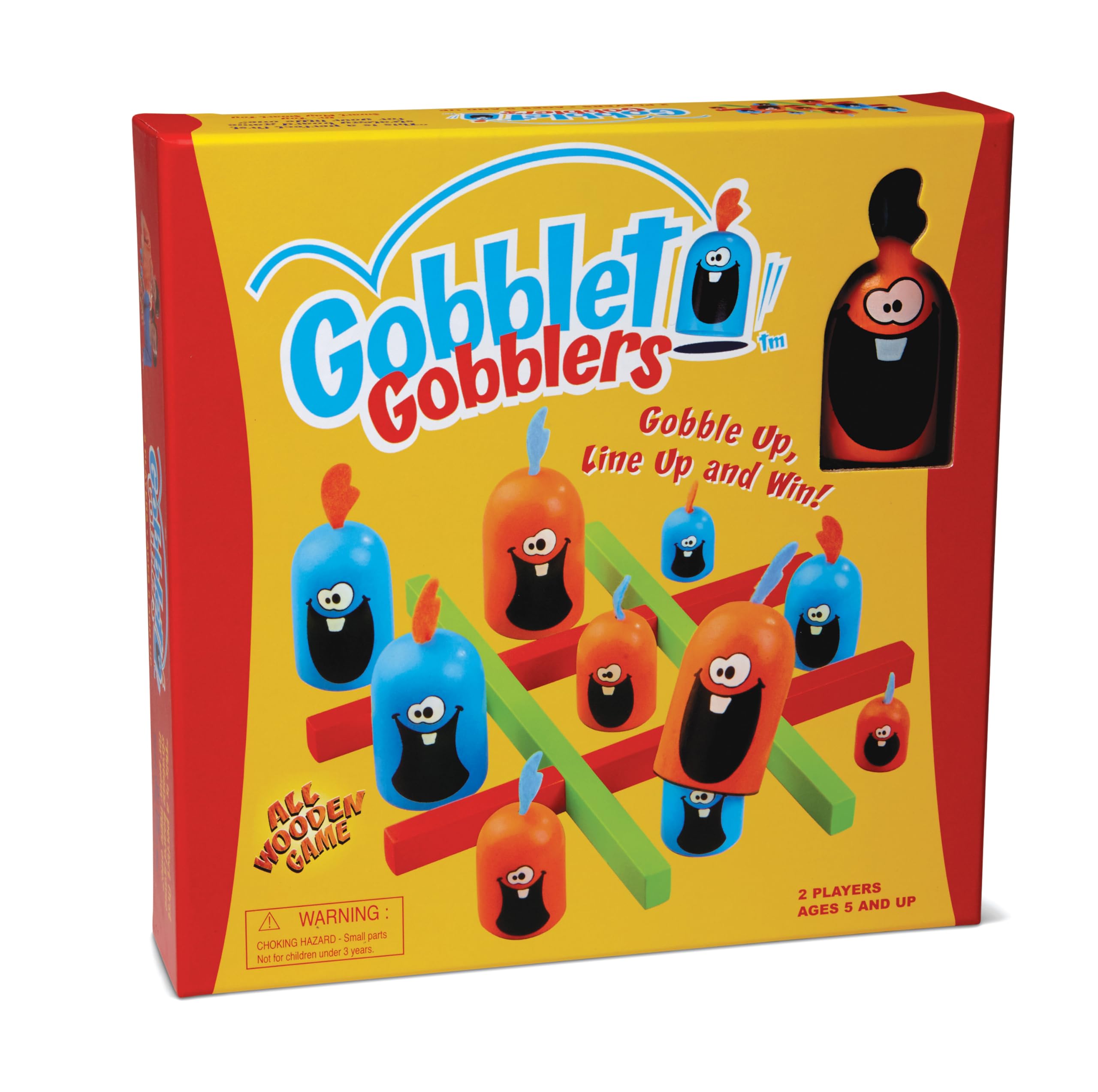 Blue Orange Gobblet Gobblers on a 3x3 grid ready for a row win.