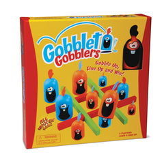Blue Orange Gobblet Gobblers on a 3x3 grid ready for a row win.