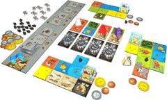 Blue Orange Queendomino knights and coins ready to build kingdoms