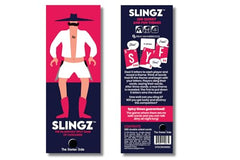 Blue Orange Slingz double-sided cards with themes and letters for rounds.