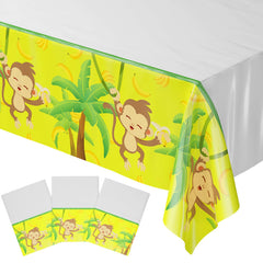 Blue Orchards Monkey Tablecover with jungle design for kids' birthday parties.