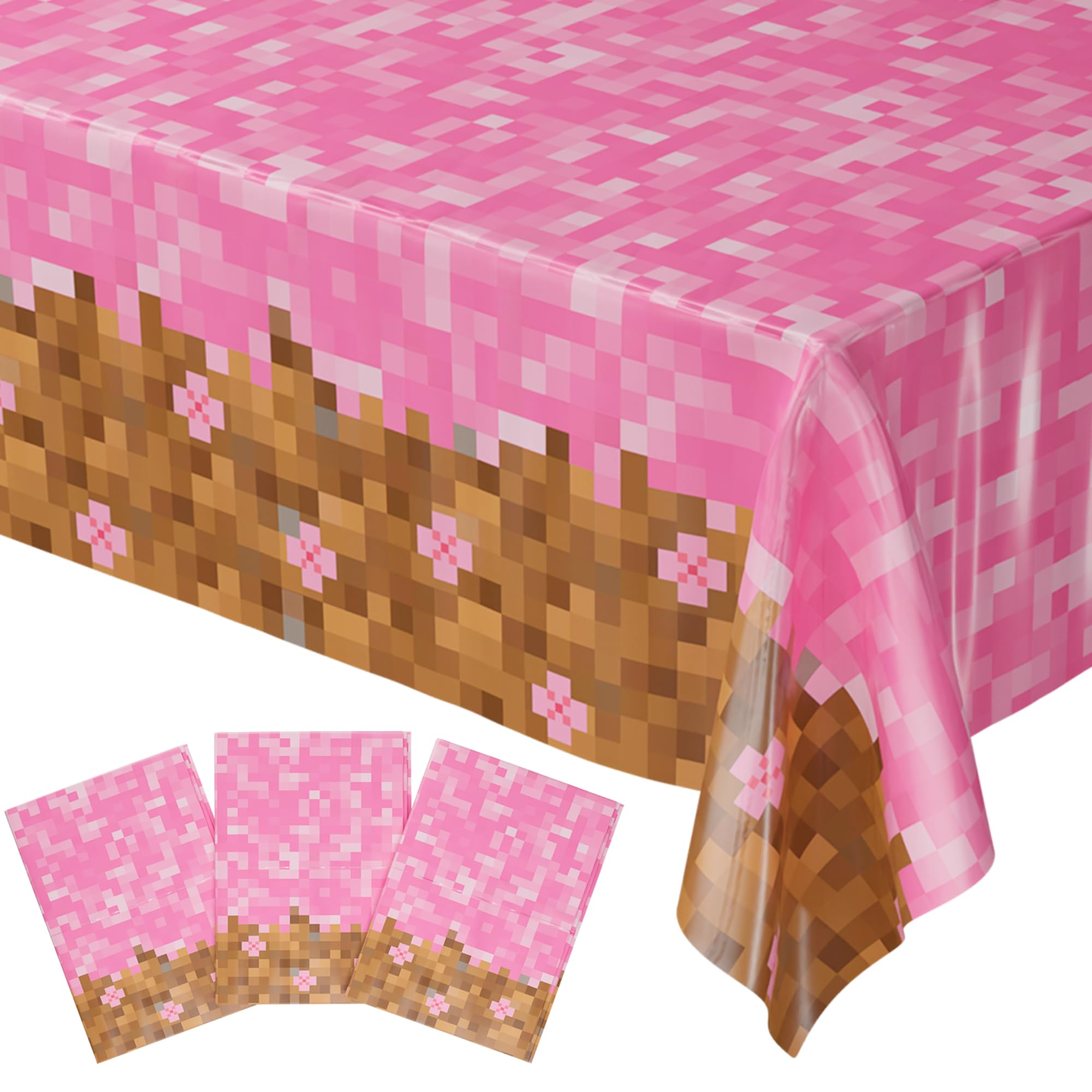 Blue Orchards Pixel Flower table cover 3-pack for vibrant pixel-themed celebrations.