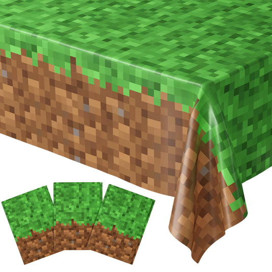 Blue Orchards Pixel Miner table cover 3-pack setup protecting a large gaming table from spills