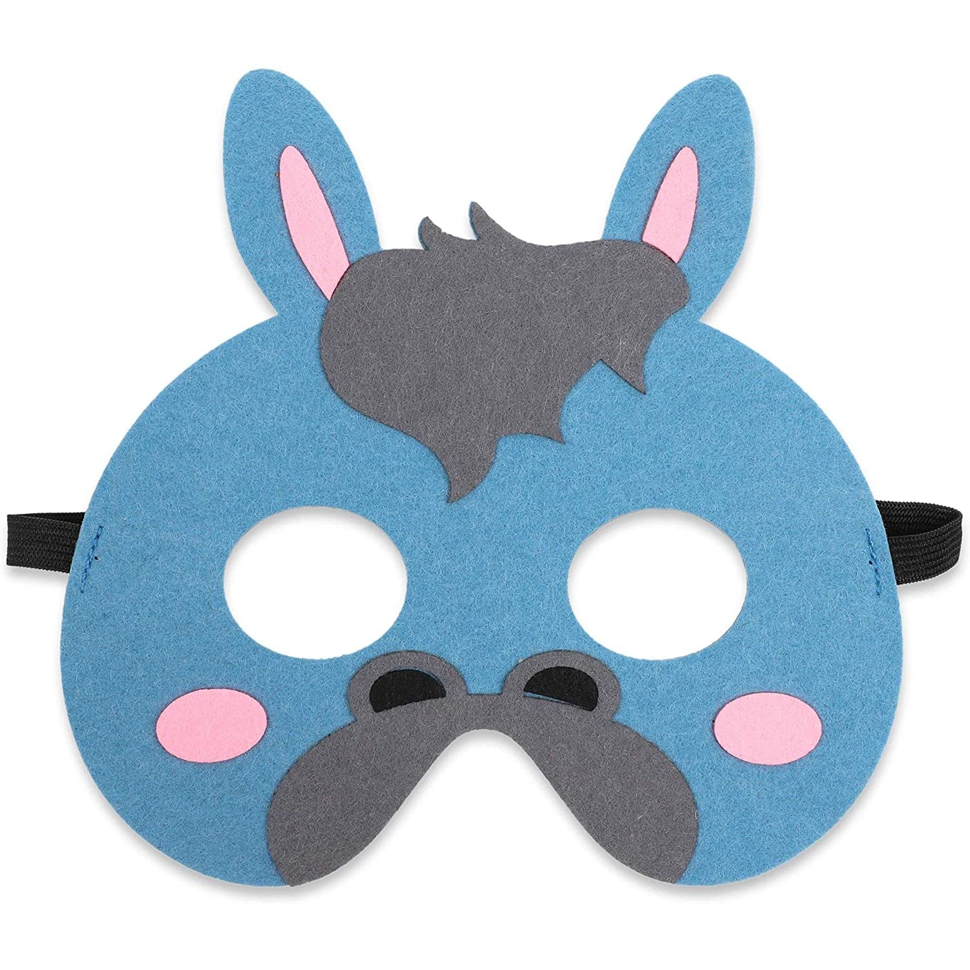 Blue Panda bunny felt mask ideal for spring parties and candy hunts.