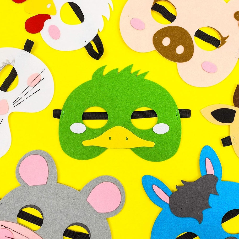 Blue Panda chicken felt mask perfect for farm-themed events and costume play.